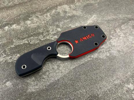 Шейный нож Kizlyar Supreme Amigo X Satin AUS-8, Сатин, чёрная рукоять