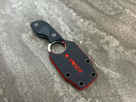 Шейный нож Kizlyar Supreme Amigo X Satin AUS-8, Сатин, чёрная рукоять